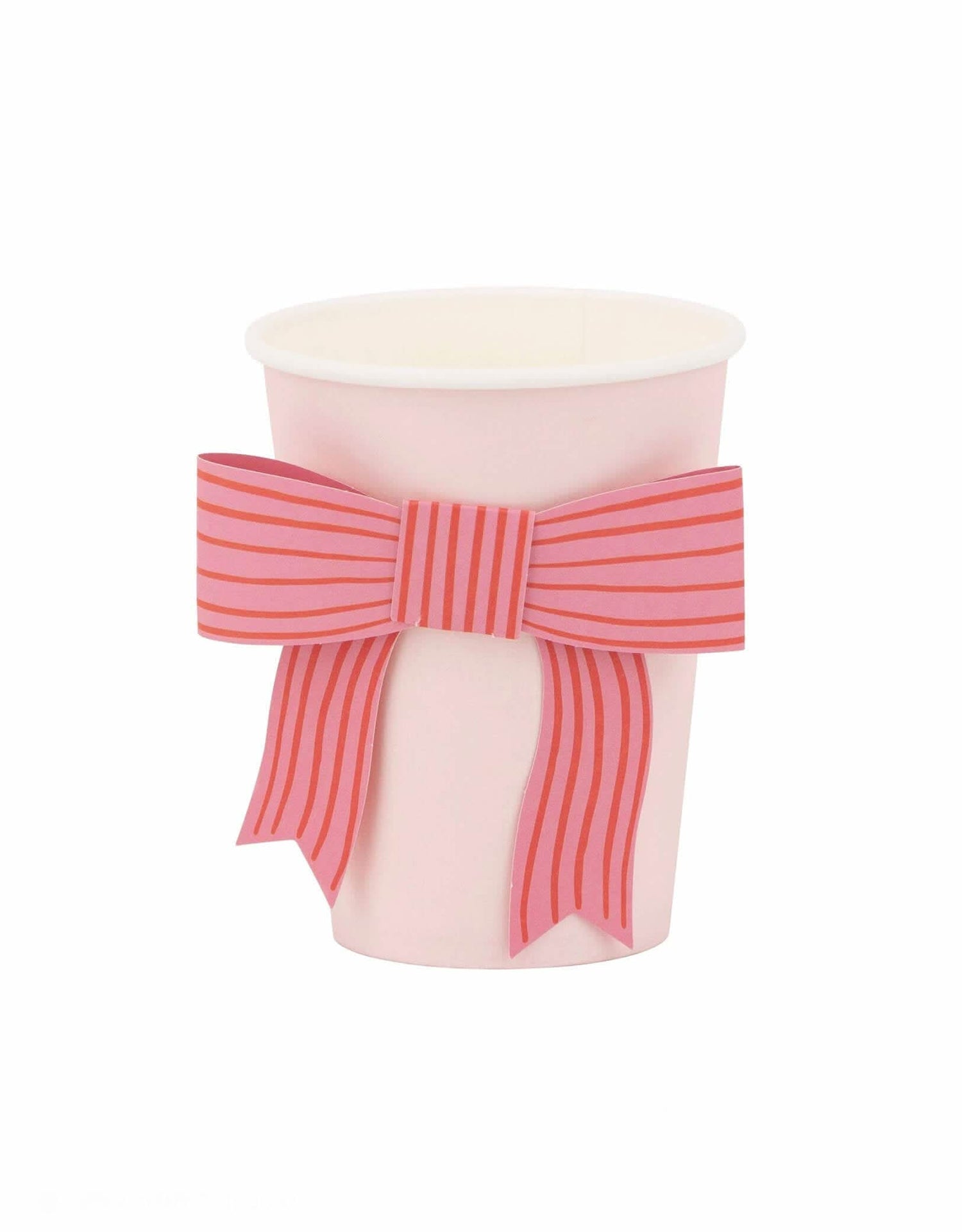 Valentine Bow Paper Cups – 12 oz Party Set of 8 with Paper Bows