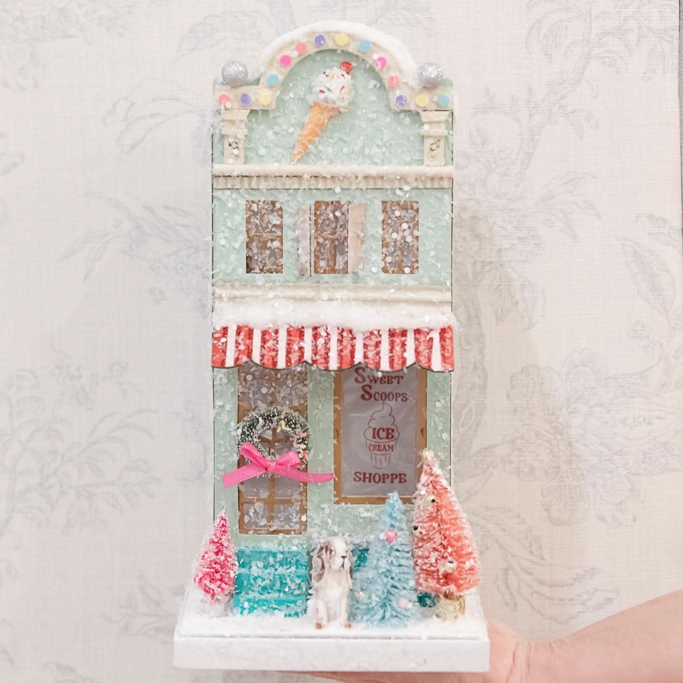 Holiday Village House – Ice Cream Shoppe Christmas Decoration, 12.5 in