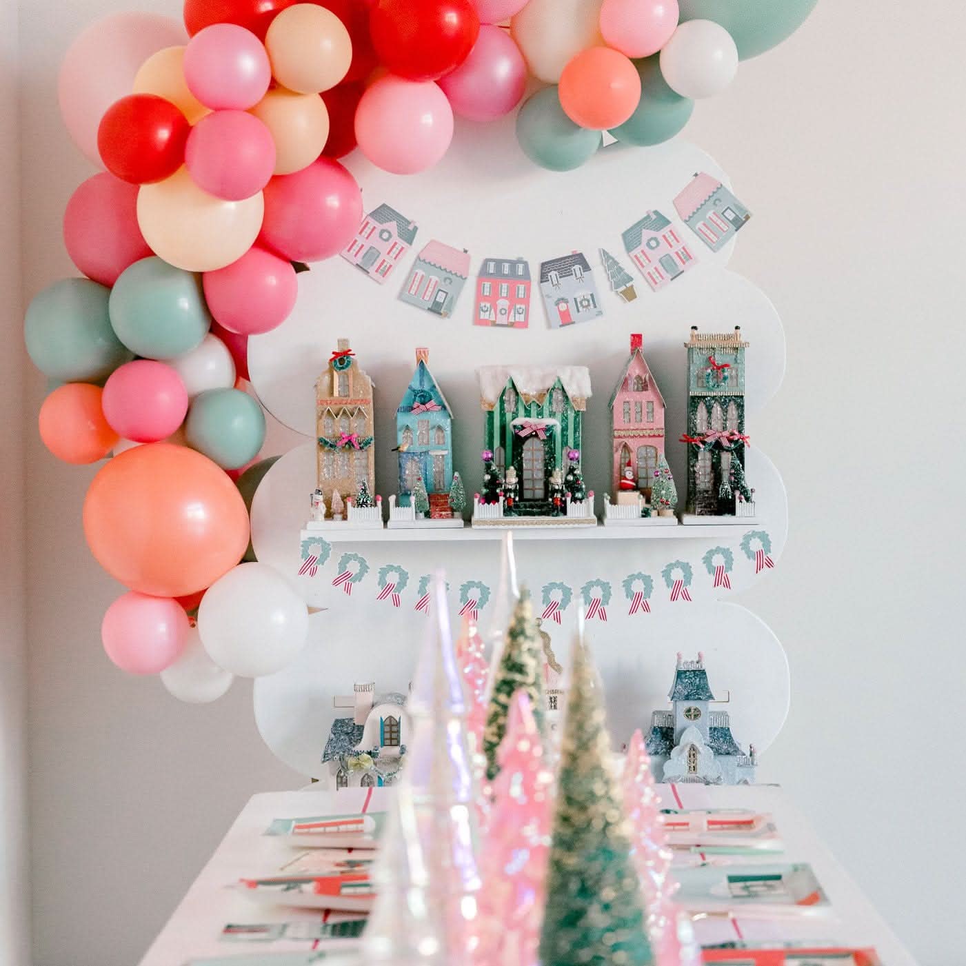 Holiday Village House , Vintage Santa Townhouse Christmas Decoration, 12.5 in