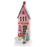 Holiday Village House , Vintage Santa Townhouse Christmas Decoration, 12.5 in
